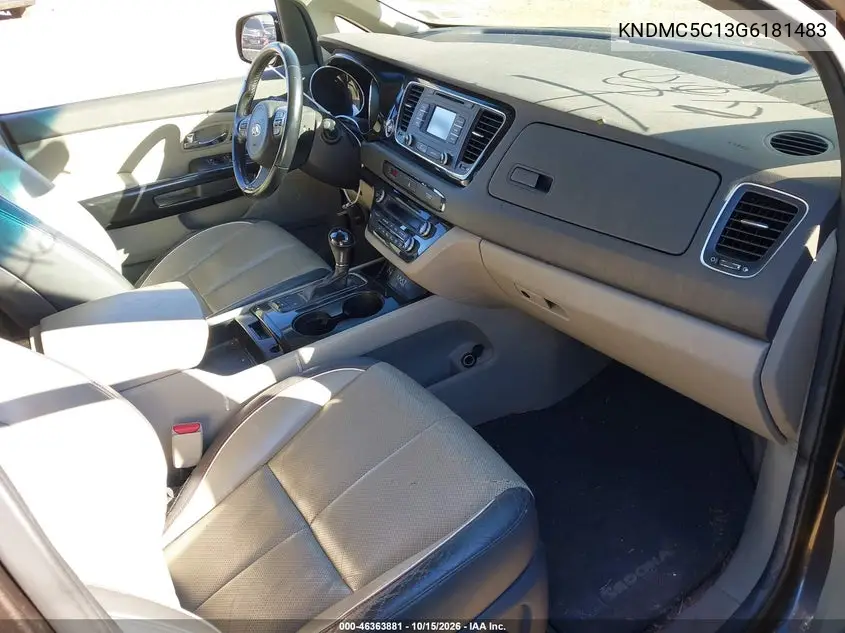 2016 KIA SEDONA VIN KNDMC5C13G6181483 — фото 5