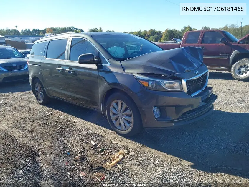 KIA SEDONA 2016, VIN KNDMC5C17G6181468