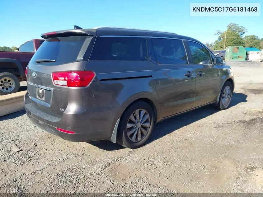 2016 KIA SEDONA VIN KNDMC5C17G6181468 — фото 4