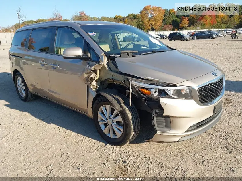 KIA SEDONA 2016, VIN KNDMB5C16G6189418