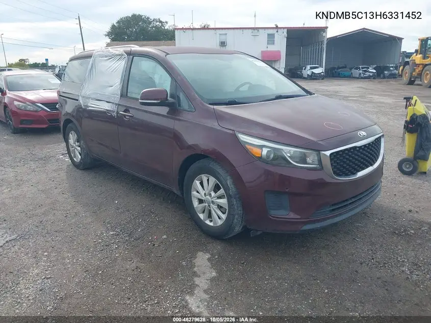 KIA SEDONA 2017, VIN KNDMB5C13H6331452