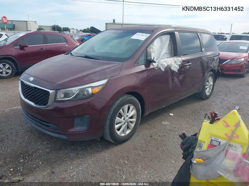 2017 KIA SEDONA VIN KNDMB5C13H6331452 — фото 2