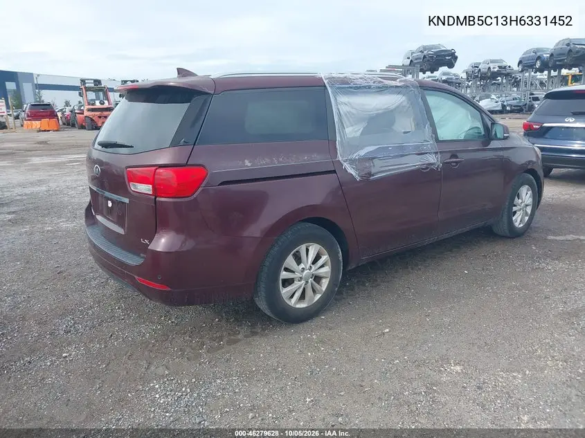 2017 KIA SEDONA VIN KNDMB5C13H6331452 — фото 4