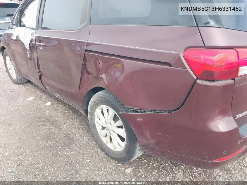2017 KIA SEDONA VIN KNDMB5C13H6331452 — фото 5