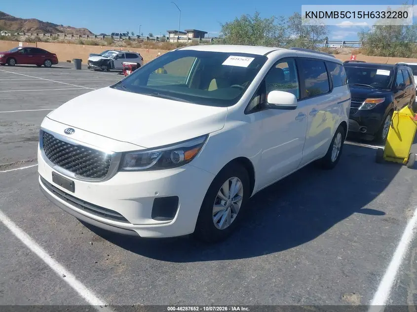 2017 KIA SEDONA VIN KNDMB5C15H6332280 — фото 2