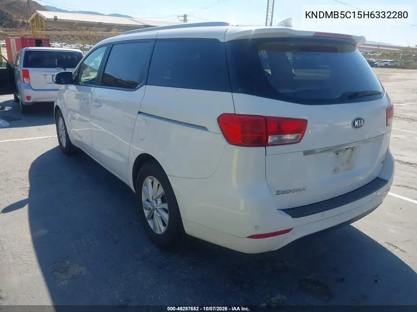 2017 KIA SEDONA VIN KNDMB5C15H6332280 — фото 3