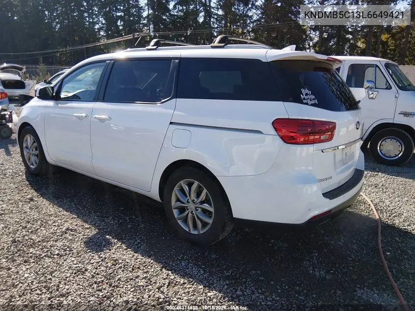 2020 KIA SEDONA VIN KNDMB5C13L6649421 — фото 3