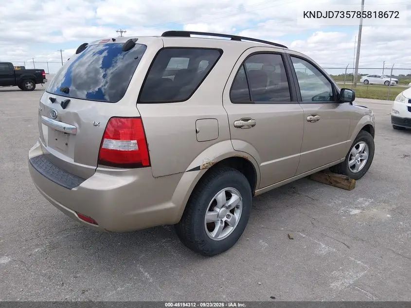 2008 KIA SORENTO VIN KNDJD735785818672 — фото 4
