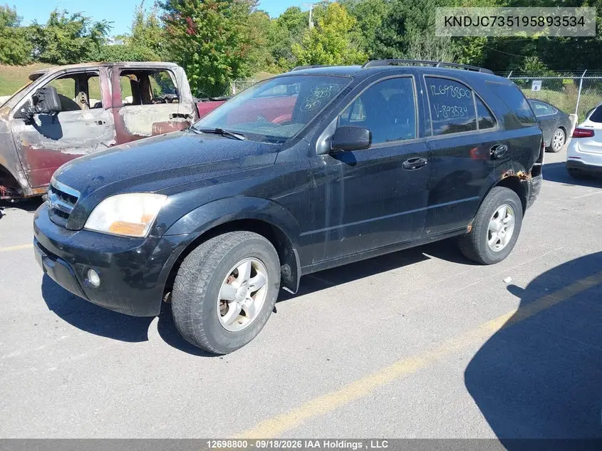 2009 KIA SORENTO VIN KNDJC735195893534 — фото 2