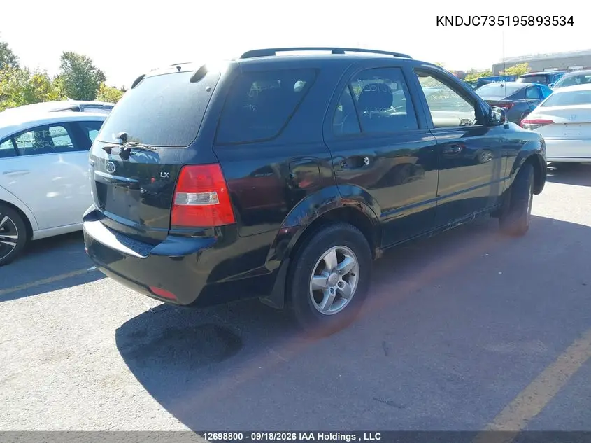 2009 KIA SORENTO VIN KNDJC735195893534 — фото 4