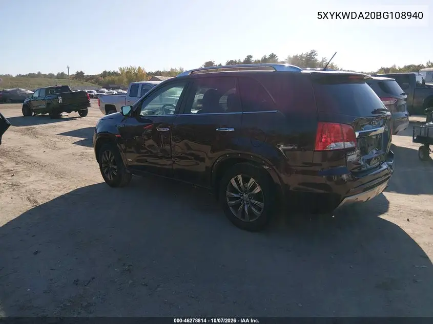 KIA SORENTO 2011, VIN 5XYKWDA20BG108940