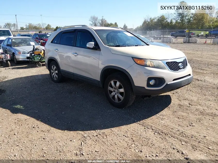KIA SORENTO 2011, VIN 5XYKT3A1XBG115260