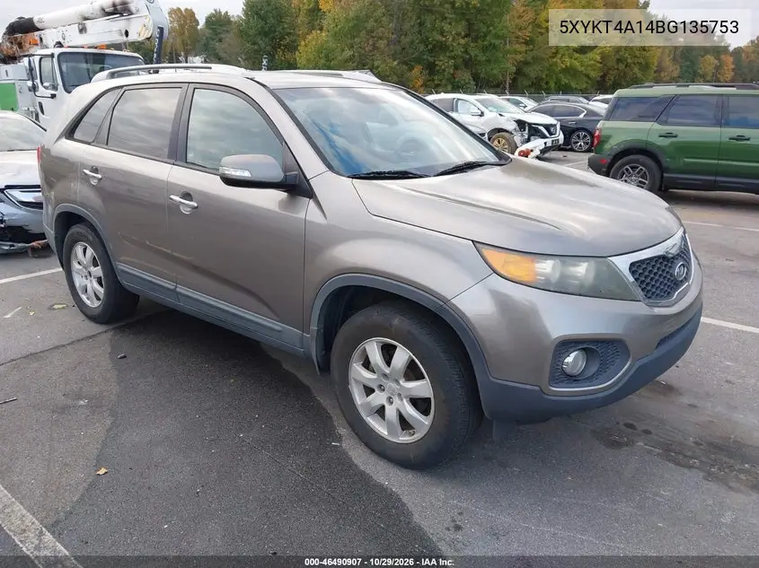 KIA SORENTO 2011, VIN 5XYKT4A14BG135753