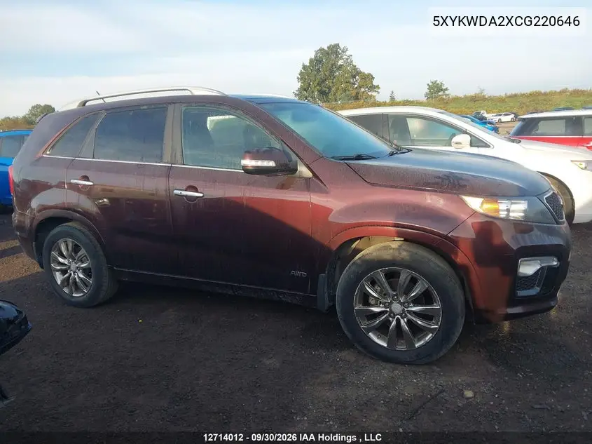 2012 KIA SORENTO VIN 5XYKWDA2XCG220646 — фото 13