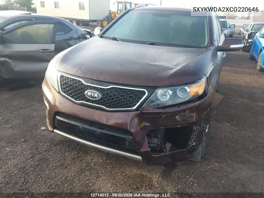 2012 KIA SORENTO VIN 5XYKWDA2XCG220646 — фото 6