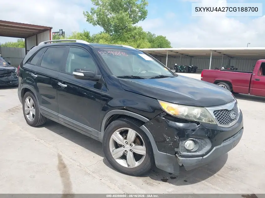 KIA SORENTO 2012, VIN 5XYKU4A27CG188700