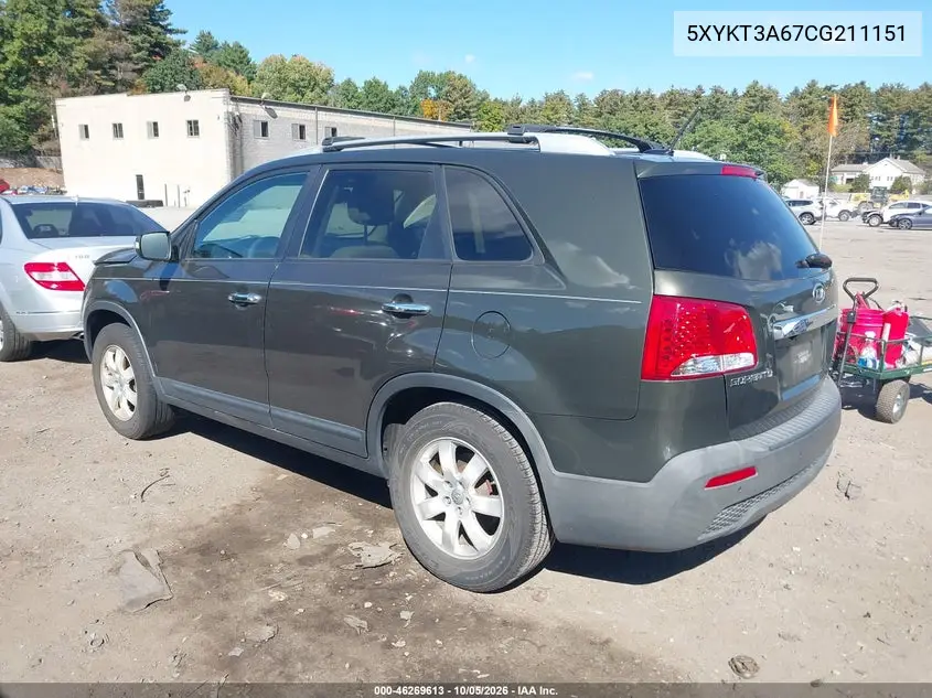 2012 KIA SORENTO VIN 5XYKT3A67CG211151 — фото 3