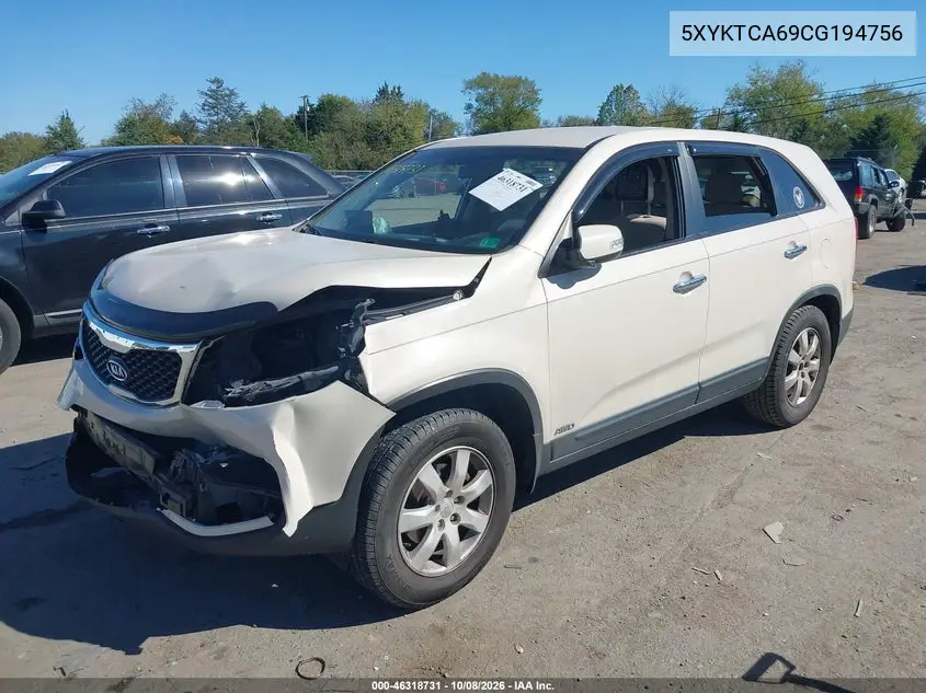 2012 KIA SORENTO VIN 5XYKTCA69CG194756 — фото 2
