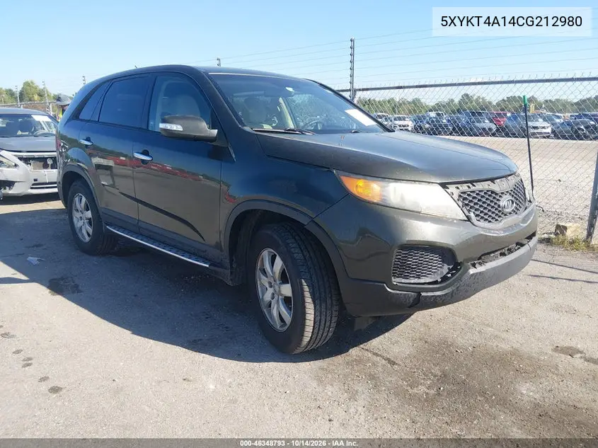 KIA SORENTO 2012, VIN 5XYKT4A14CG212980