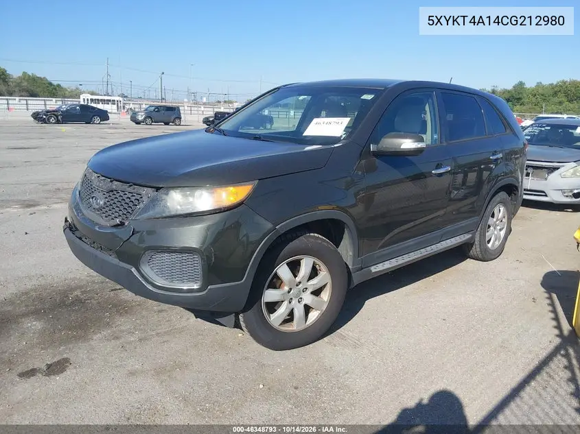 2012 KIA SORENTO VIN 5XYKT4A14CG212980 — фото 2