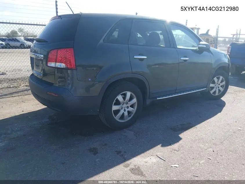 2012 KIA SORENTO VIN 5XYKT4A14CG212980 — фото 4