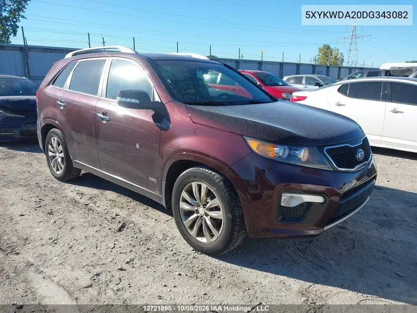 KIA SORENTO 2013, VIN 5XYKWDA20DG343082