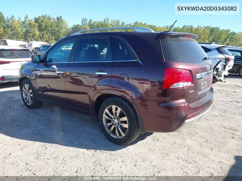 2013 KIA SORENTO VIN 5XYKWDA20DG343082 — фото 3