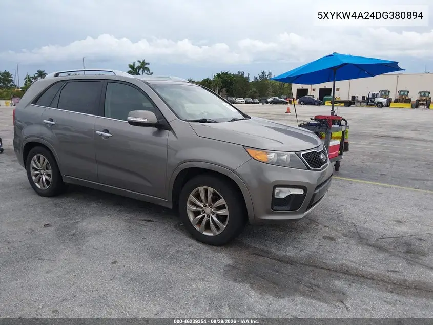 KIA SORENTO 2013, VIN 5XYKW4A24DG380894