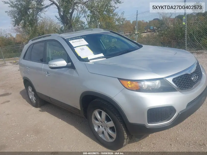KIA SORENTO 2013, VIN 5XYKTDA27DG402573