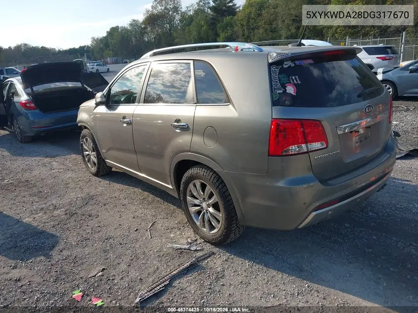 2013 KIA SORENTO VIN 5XYKWDA28DG317670 — фото 3