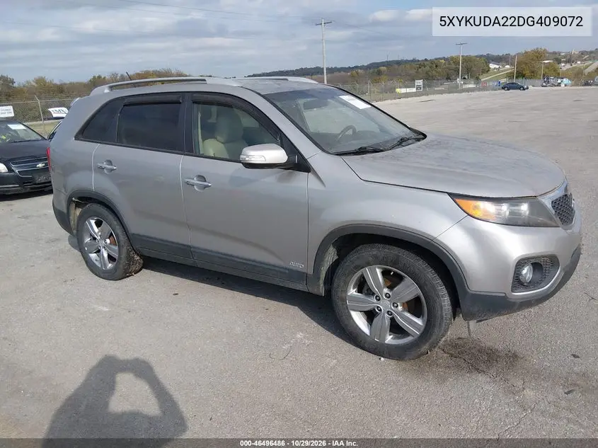 KIA SORENTO 2013, VIN 5XYKUDA22DG409072