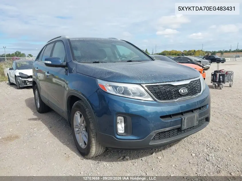 KIA SORENTO 2014, VIN 5XYKTDA70EG483431
