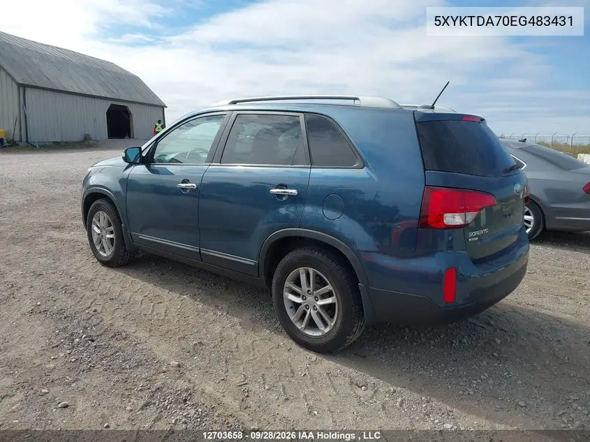 2014 KIA SORENTO VIN 5XYKTDA70EG483431 — фото 3