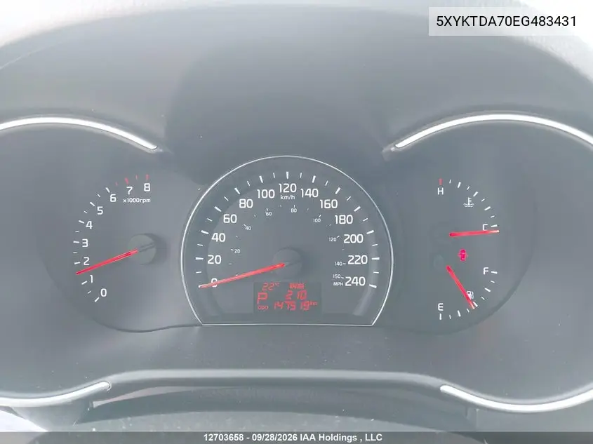 2014 KIA SORENTO VIN 5XYKTDA70EG483431 — фото 7