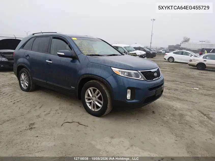 KIA SORENTO 2014, VIN 5XYKTCA64EG455729