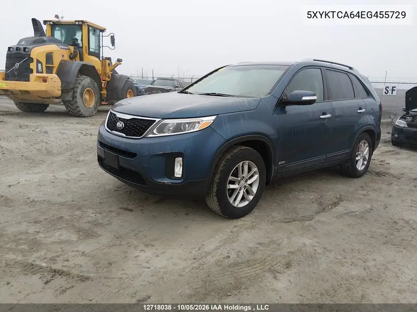 2014 KIA SORENTO VIN 5XYKTCA64EG455729 — фото 2