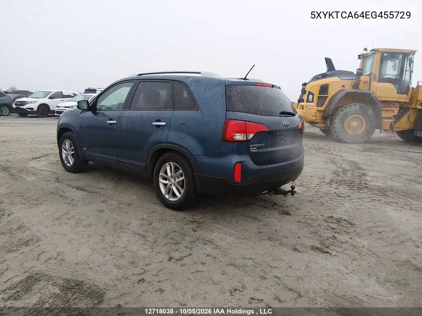 2014 KIA SORENTO VIN 5XYKTCA64EG455729 — фото 3
