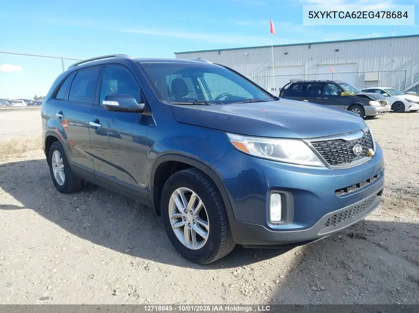 KIA SORENTO 2014, VIN 5XYKTCA62EG478684