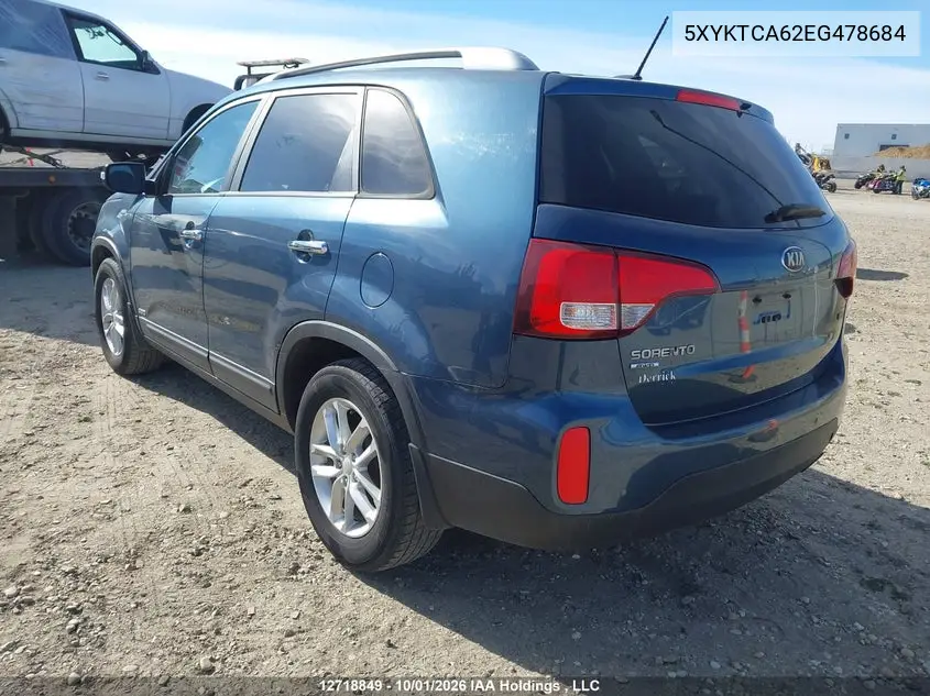 2014 KIA SORENTO VIN 5XYKTCA62EG478684 — фото 3