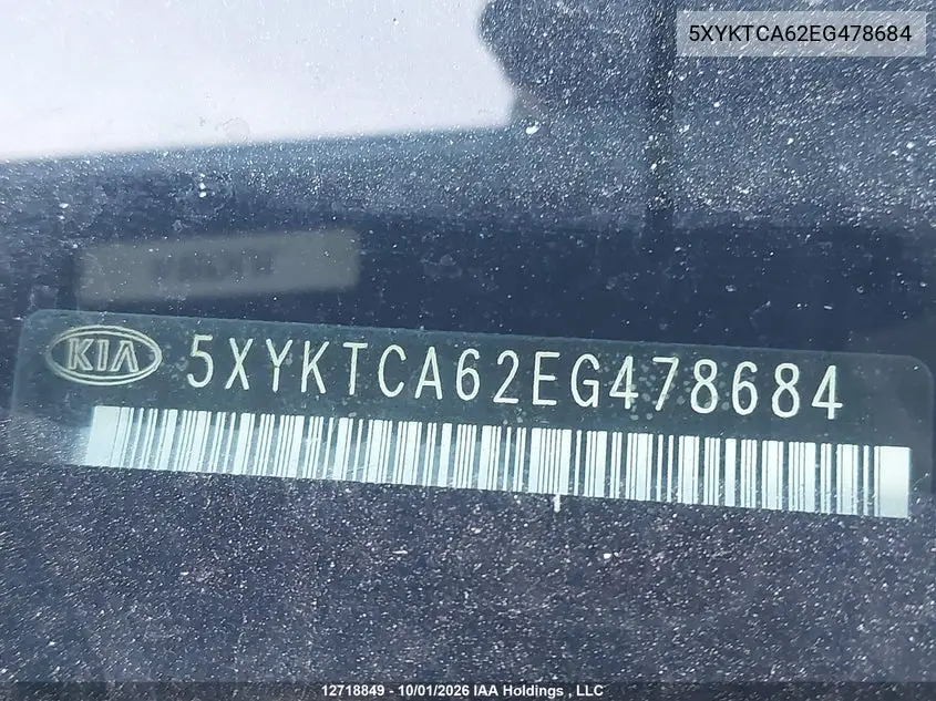 2014 KIA SORENTO VIN 5XYKTCA62EG478684 — фото 9