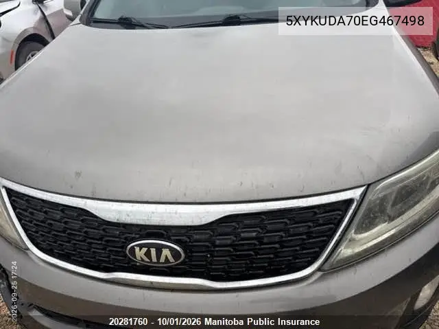 KIA SORENTO 2014, VIN 5XYKUDA70EG467498