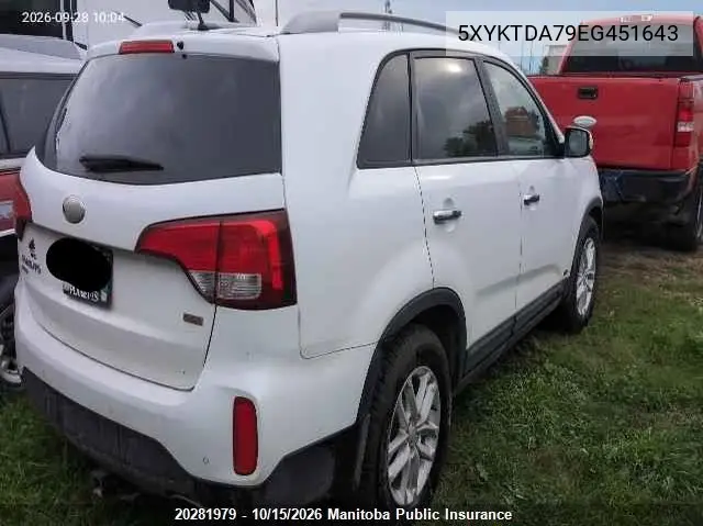 2014 KIA SORENTO VIN 5XYKTDA79EG451643 — фото 4