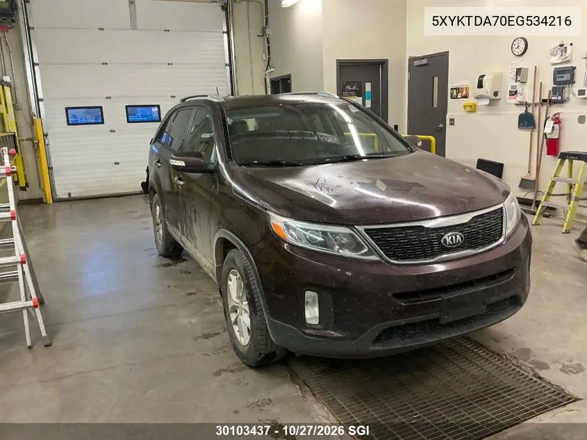 KIA SORENTO 2014, VIN 5XYKTDA70EG534216