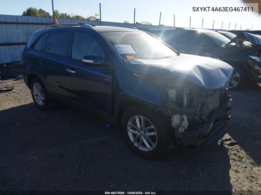 KIA SORENTO 2014, VIN 5XYKT4A63EG467411