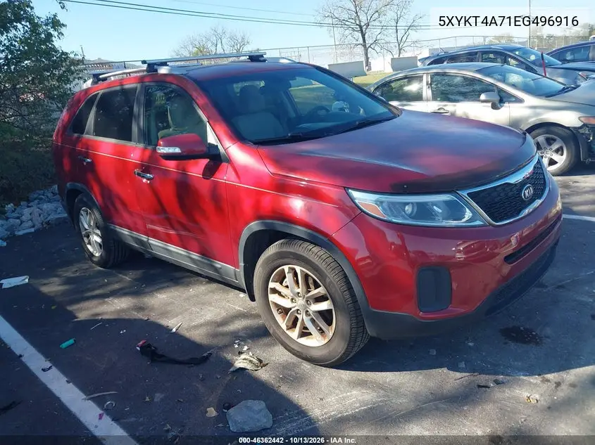 KIA SORENTO 2014, VIN 5XYKT4A71EG496916