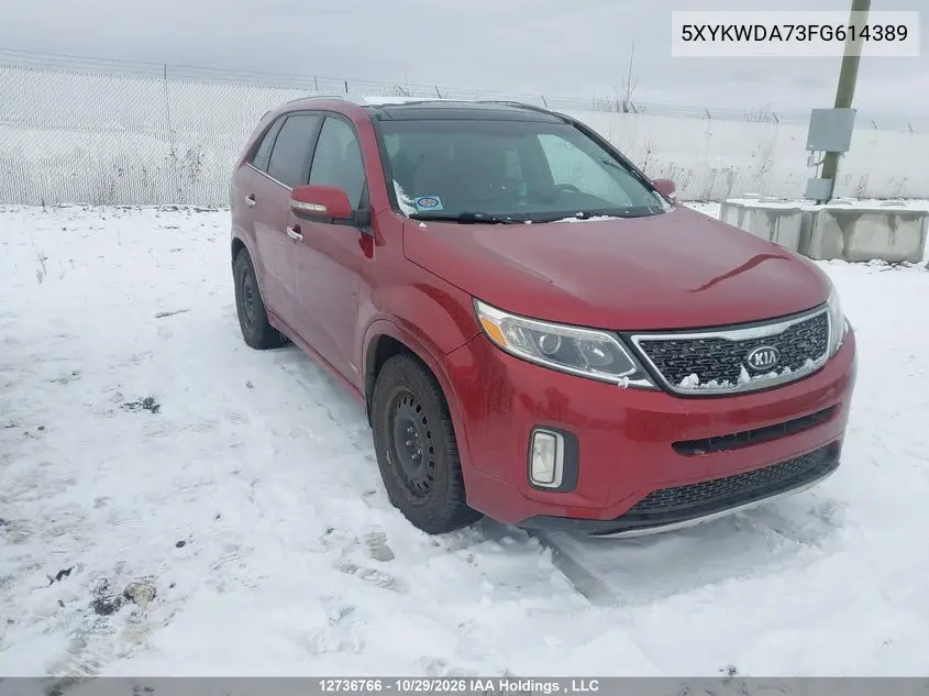 KIA SORENTO 2015, VIN 5XYKWDA73FG614389