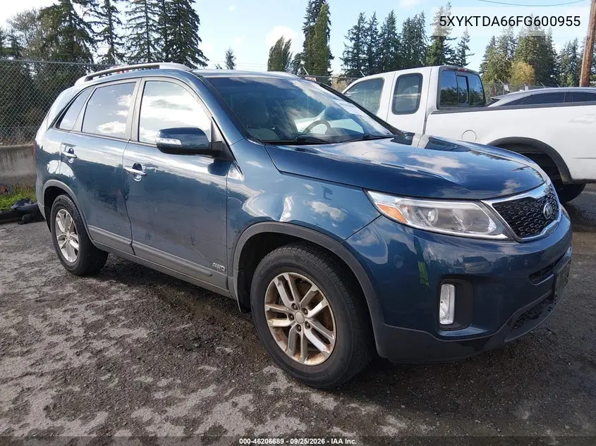 KIA SORENTO 2015, VIN 5XYKTDA66FG600955