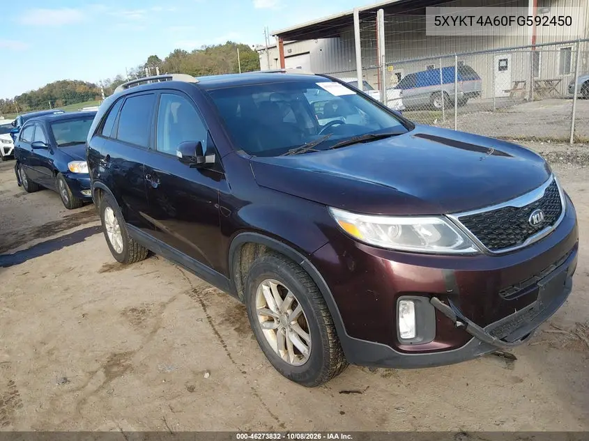KIA SORENTO 2015, VIN 5XYKT4A60FG592450