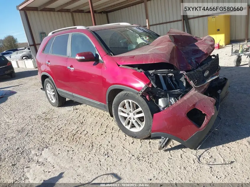 KIA SORENTO 2015, VIN 5XYKT4A66FG580660