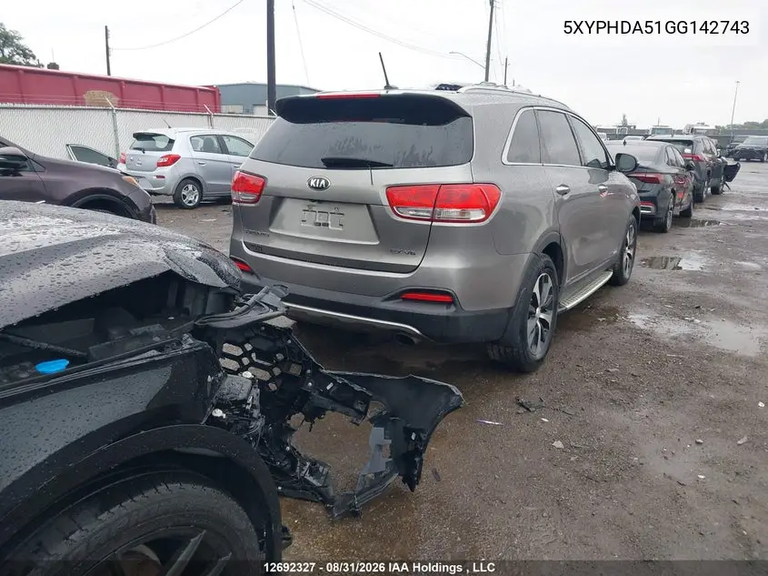 2016 KIA SORENTO VIN 5XYPHDA51GG142743 — фото 4